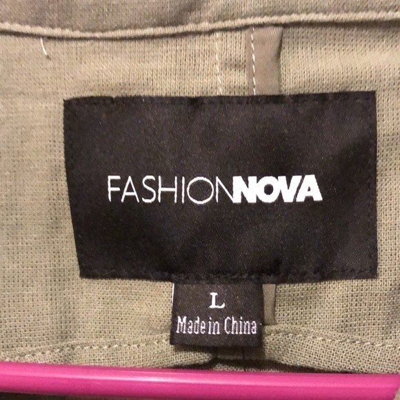 Fashion nova size large out of the office lace up linen blazer olive green - Picture 7 of 8